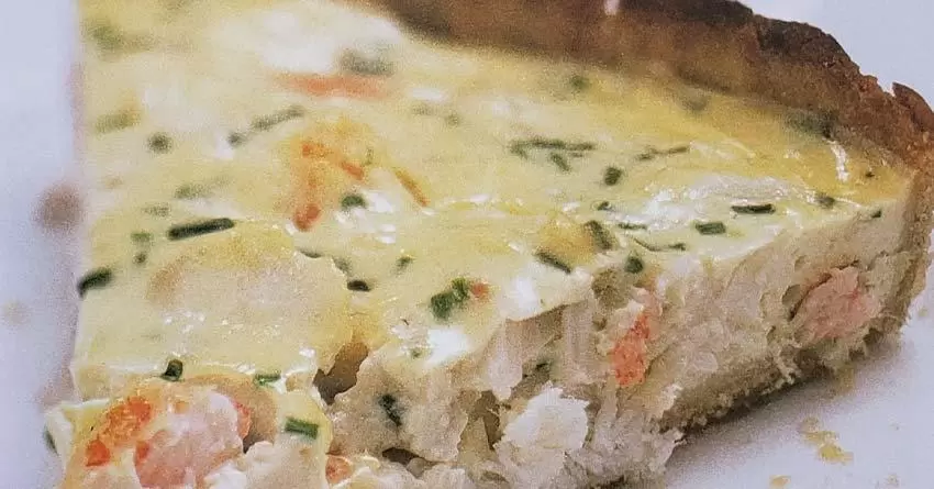 Quiche de bacalhau defumado e camarão