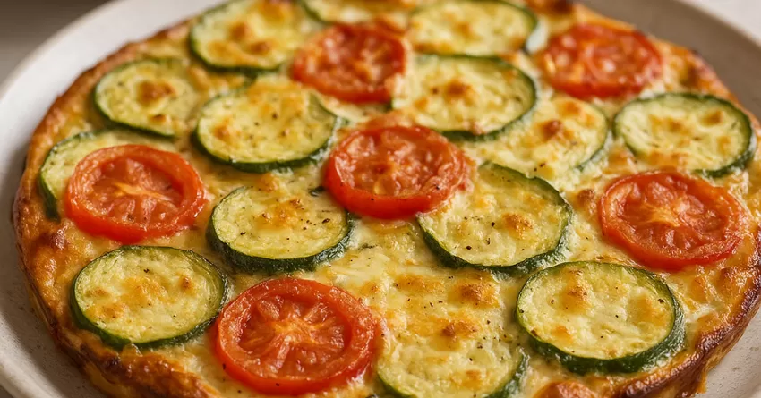 Clafoutis de abobrinha com tomate e queijo minas