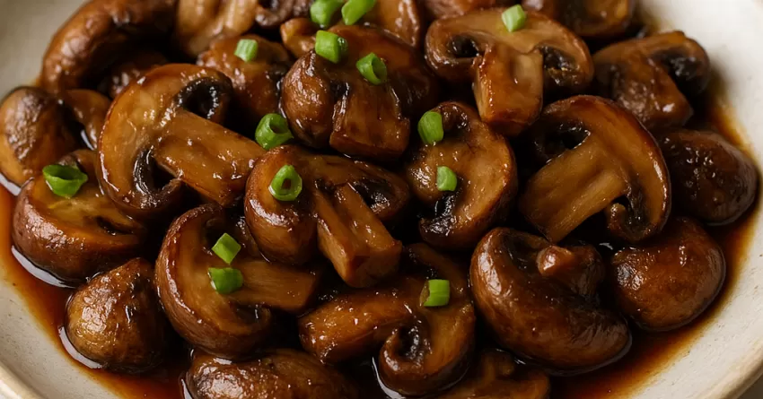 Cogumelo assado com shoyu e gengibre