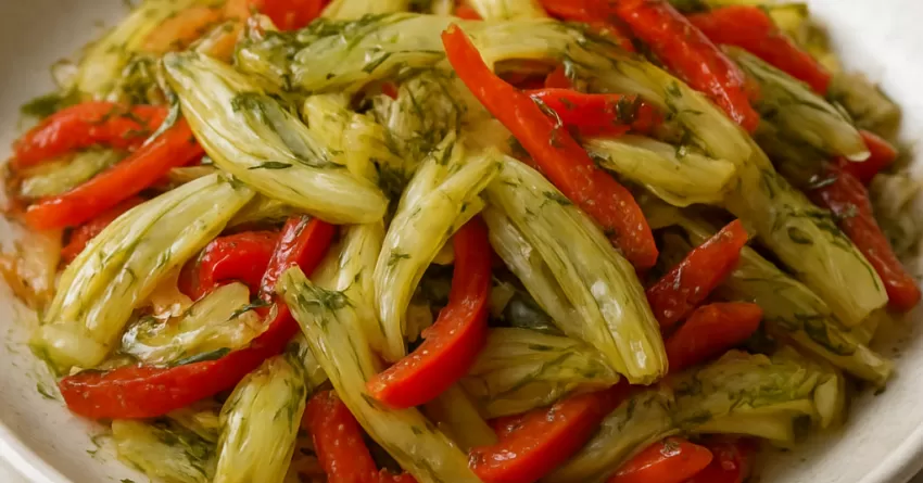 Erva-doce salteada com pimentão