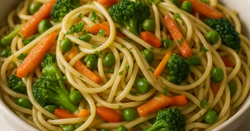 Macarrão primavera em uma panela só