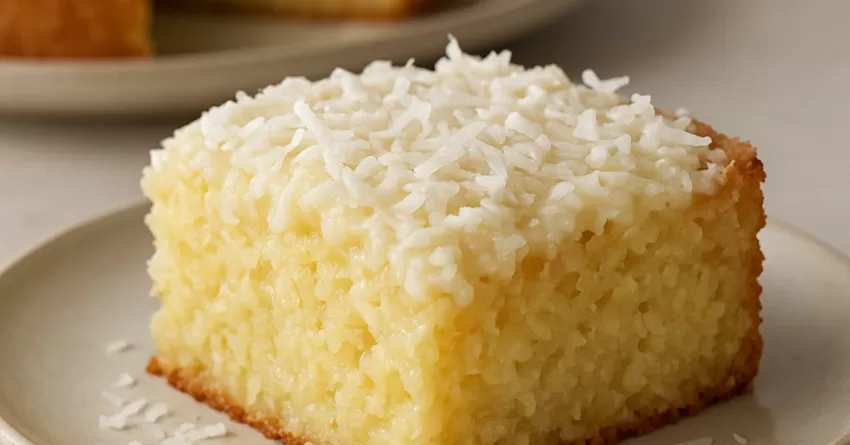 Bolo de mandioca cremoso com coco