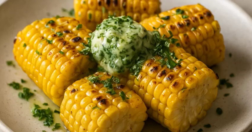 Milho verde grelhado com manteiga de ervas
