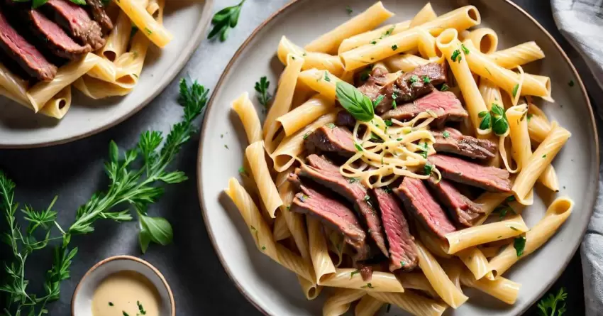 Macarrão com Iscas de Carne e Molho de Mostarda: Receita Fácil e Deliciosa