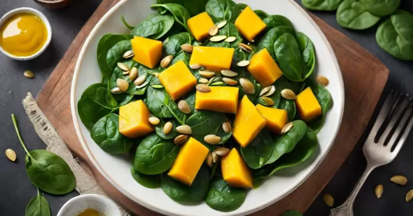 Salada de Espinafre com Manga e Molho de Maracujá: Refrescante e Saborosa