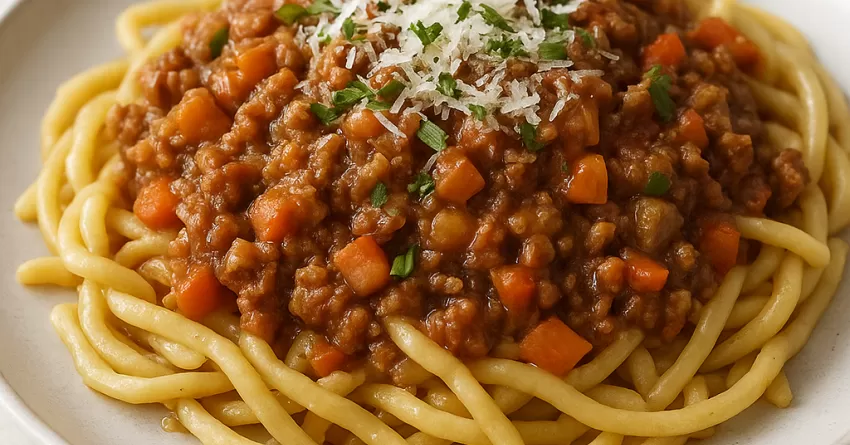 Molho de Carne e Legumes com Parmesão