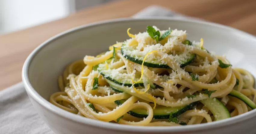 Linguine com abobrinha e limão-siciliano