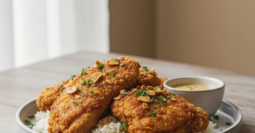 Frango crocante com alho