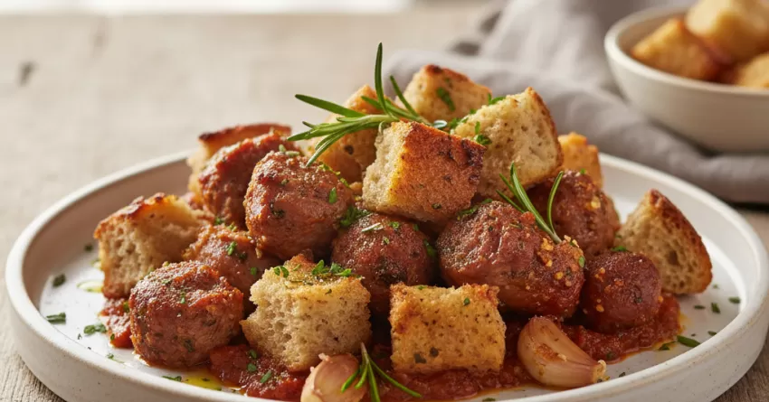 Assado de linguiça e pão