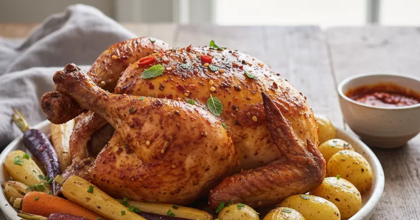 Frango assado com harissa