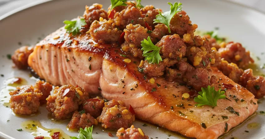 Salmão com linguiça