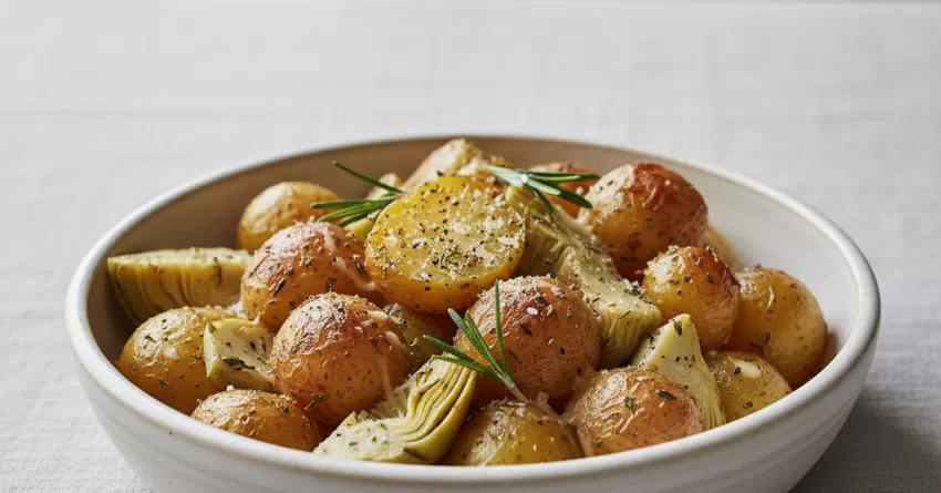 Batata e alcachofra ao forno