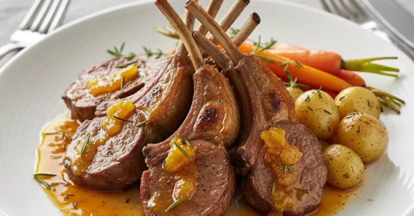 Carré de cordeiro com molho de laranja