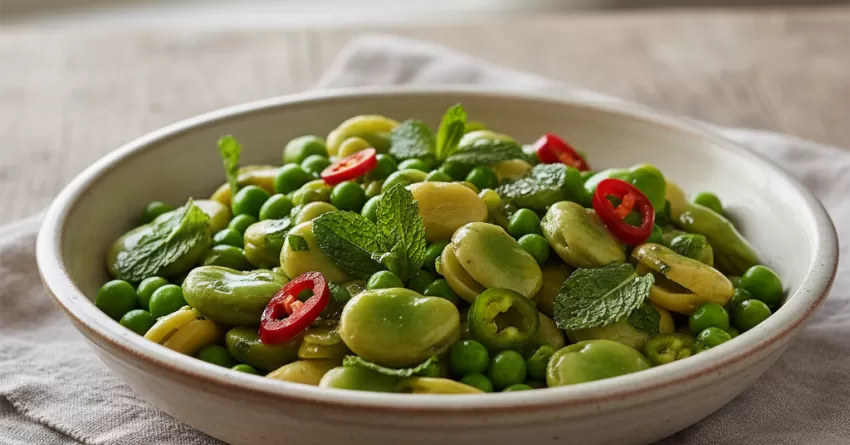 Ervilha, fava, hortelã e pimenta